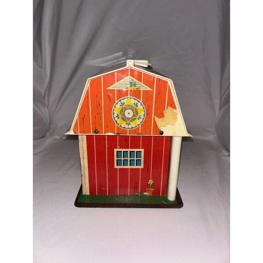 Vintage Fisher Price Little People Play Family Farm Barn Moo Wrks 1967 W Cow